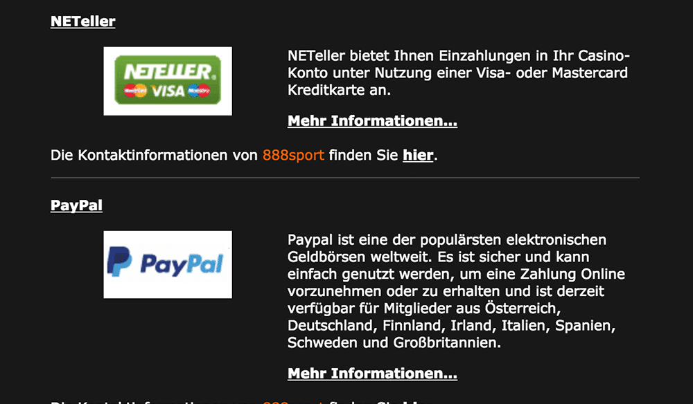 Zahlungsübersicht eines Anbieters