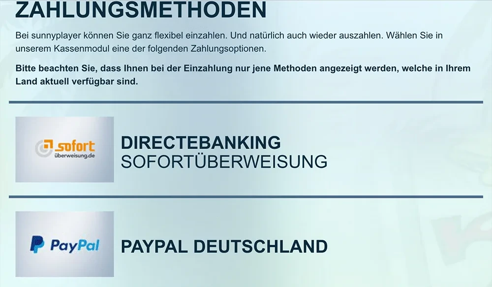 Zahlungsübersicht eines Anbieters, Screenshot 2017: die Sofortüberweisung steht dort an erster Stelle, noch unter ihrem alten Namen „Directebanking".